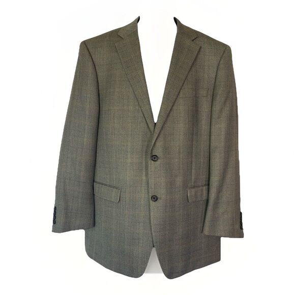 Lauren Ralph Lauren Herringbone Taupe Silk & Wool Sport Coat Blazer 43 Long - Picture 1 of 10